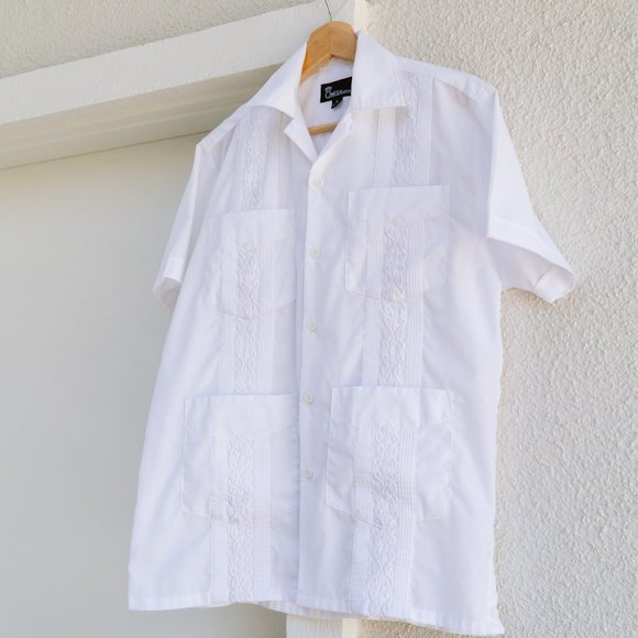 Men's White Embroidered 4 Pocket Shirt - Picture 2 of 5